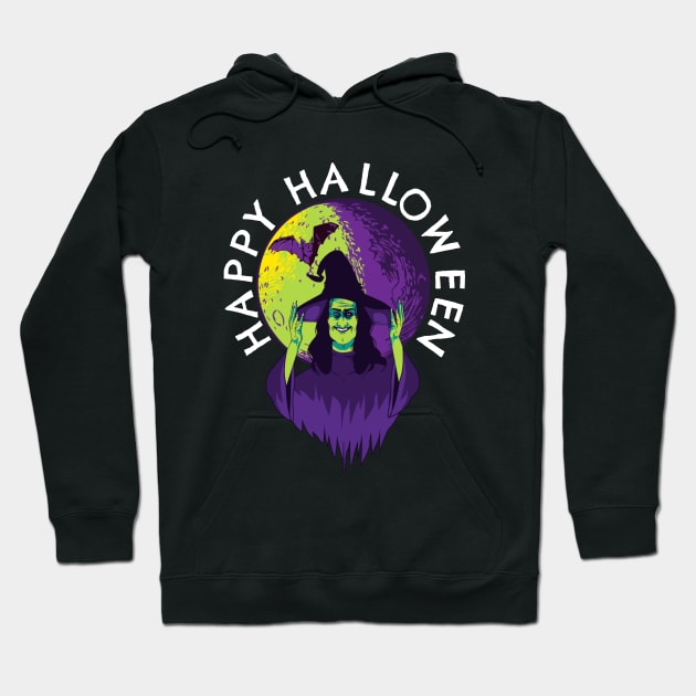 Happy Halloween Witch in the Full Moon Hoodie by PowderShot